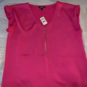 Express Pink front zip blouse shirt